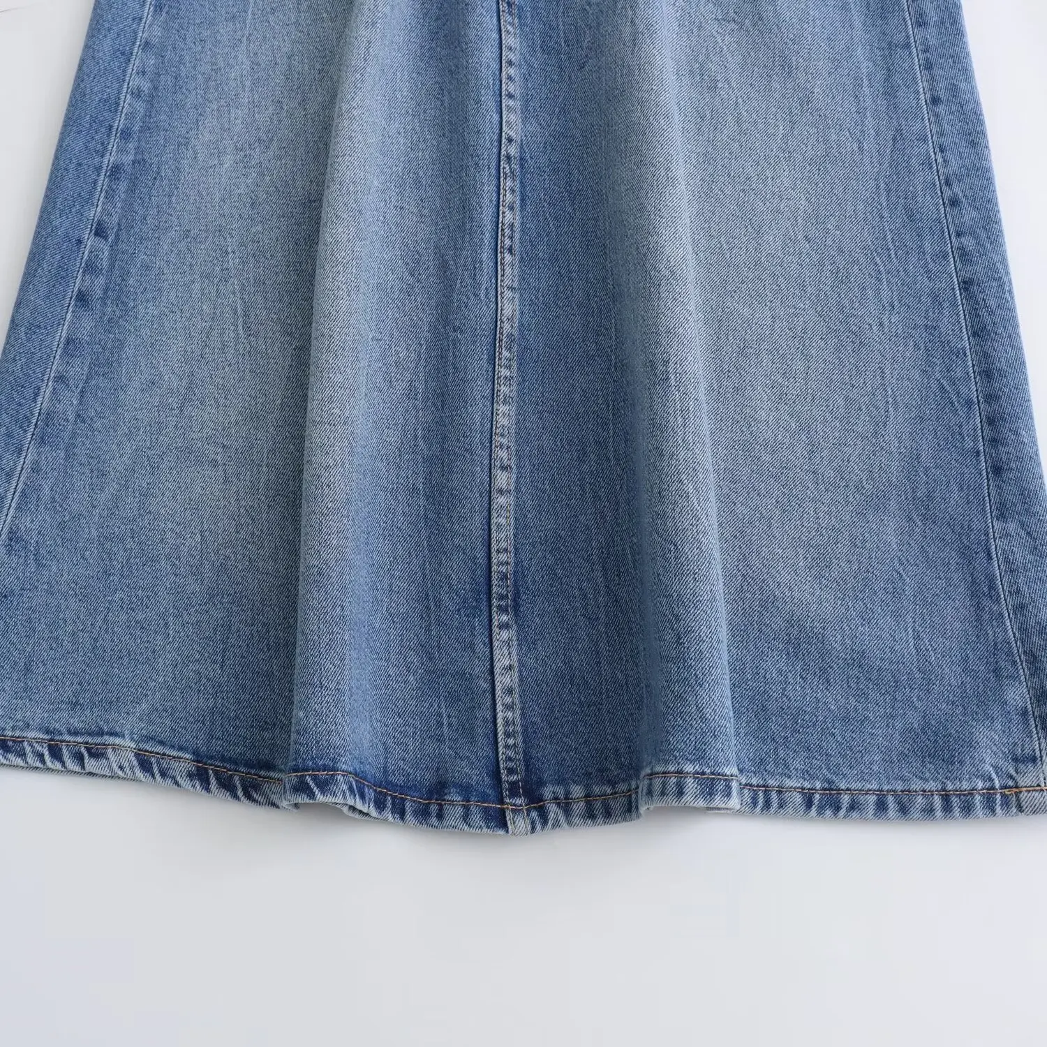 Tangada 2024 Fashion Women Blue Denim skirt Zipper Ladies Chic Elegant A-line skirts 6X0209