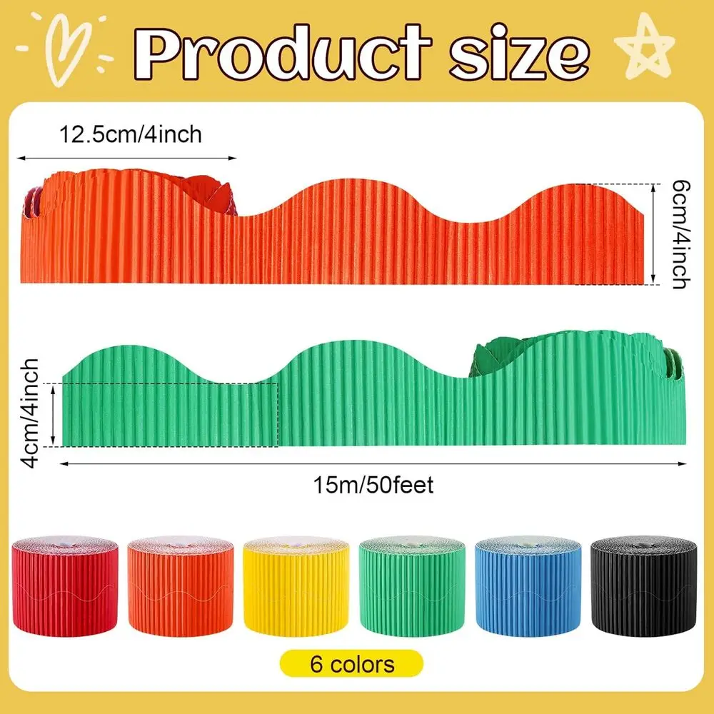 6팩 300피트 스캘럽형 게시판 테두리, 6가지 색상, 100일 학교 용품을 위한 교실 장식