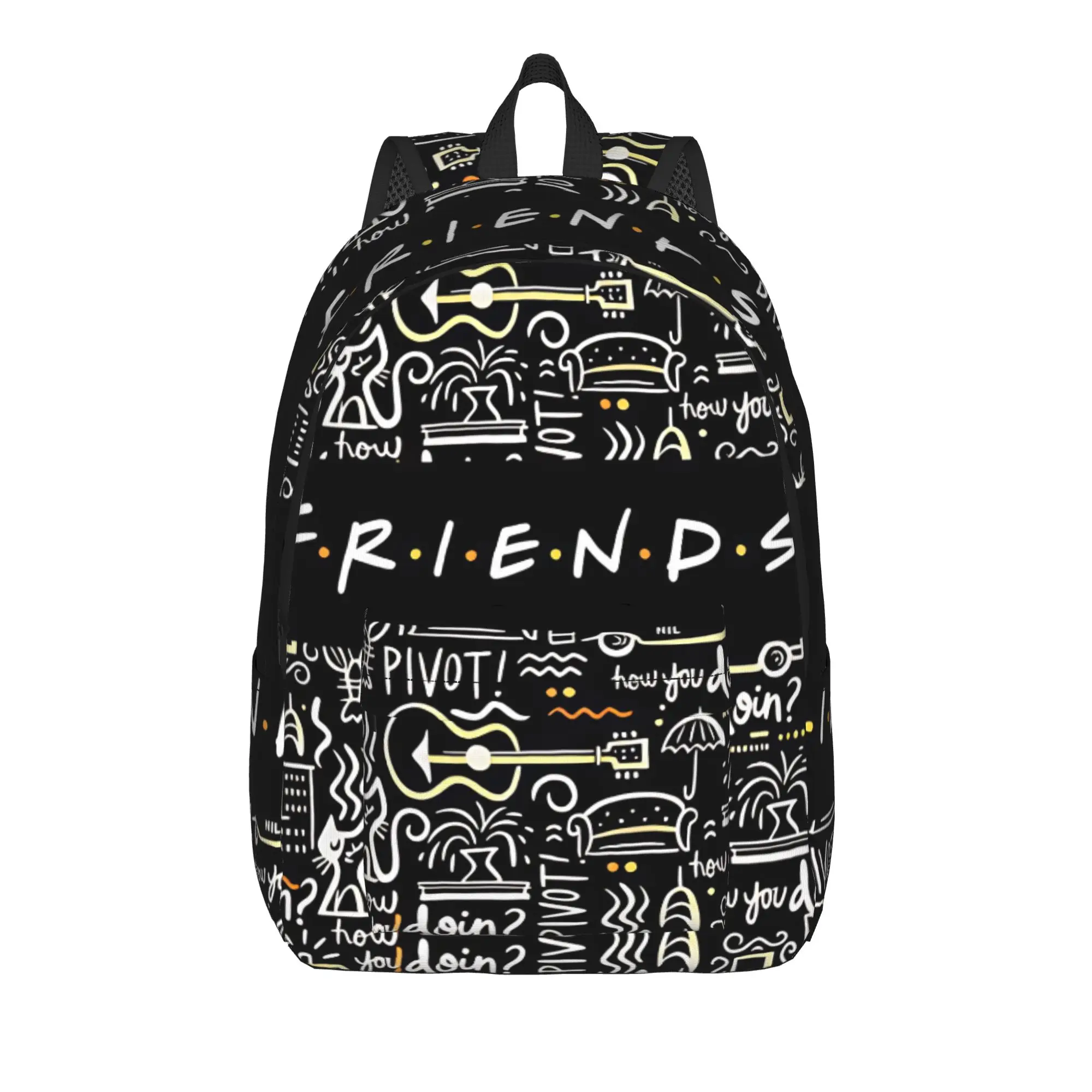 

Friends Hand Drawn Symbol Backpack Cute Backpacks Boy Girl Outdoor Large School Bags Designer Rucksack