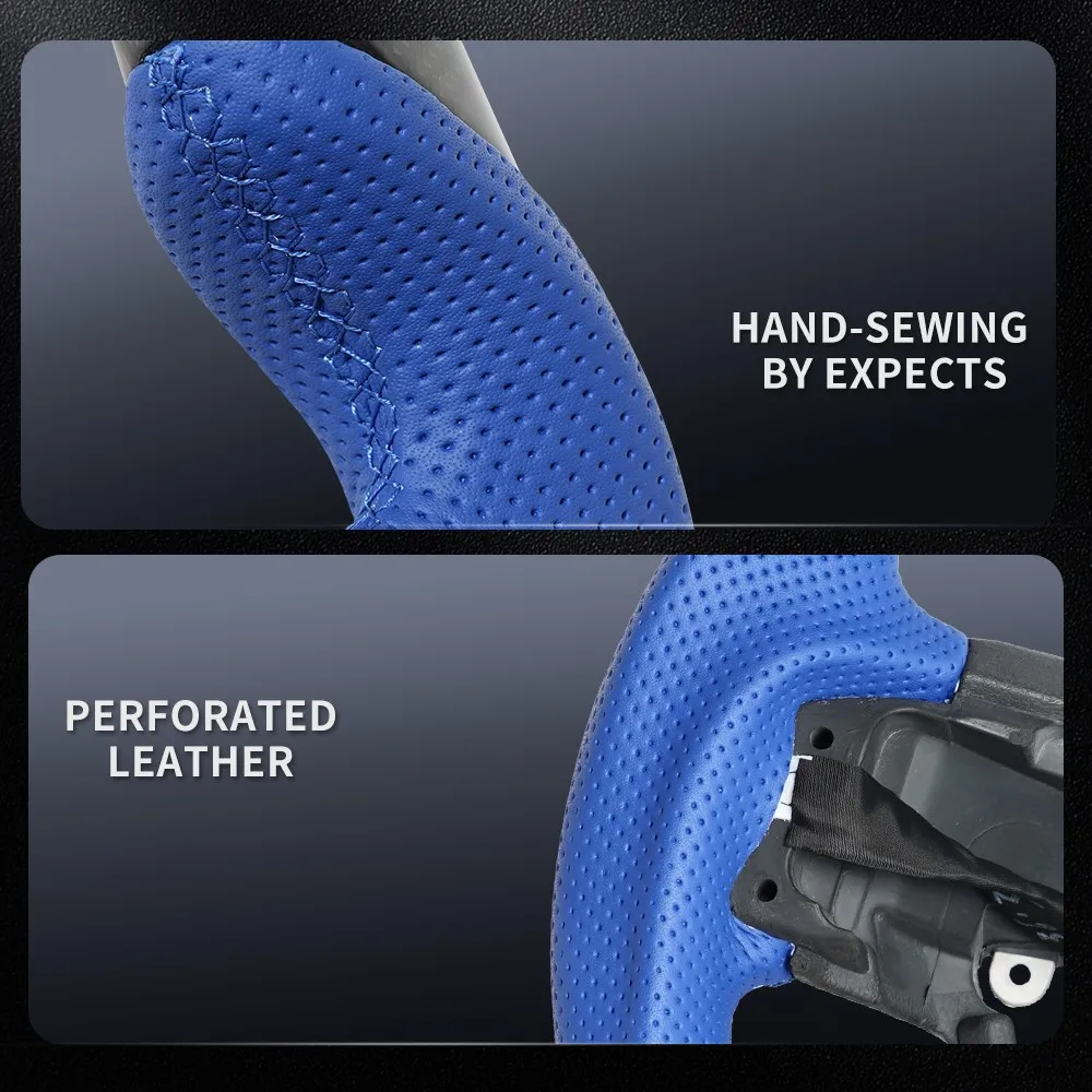 Fit for Ford F150 Raptor 2015-2020 Real Carbon Fiber Steering Wheel With Paddle Holes with Heated Blue Center Mark