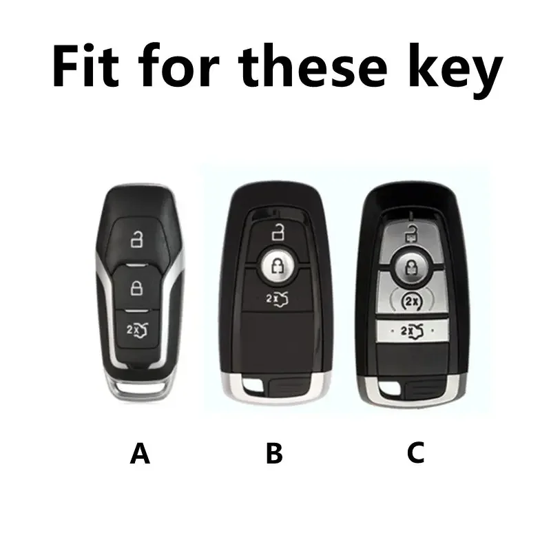 1pc Leather Car Key Case For 2019 2020 Ford Mustang Explorer Edge Fusion Mondeo F150 F250 F350 F450 F550 Fob Suede Auto