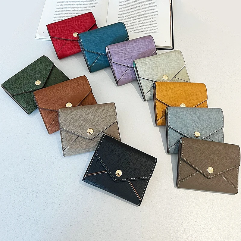 Luxury Woman Genuine Leather Short Wallet Cowhide Fashion Lady Folding Card Holder Simple Dropship Female Versatile Coin Purse