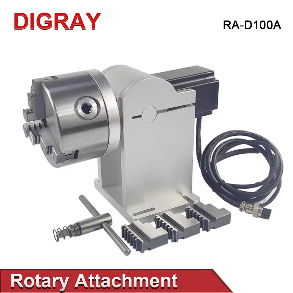 DIGRAY Rotary Attachment Dia.100mm Device Fixture Gripper Three Chuck Rotary Worktable for Laser Marking Parts Machine
