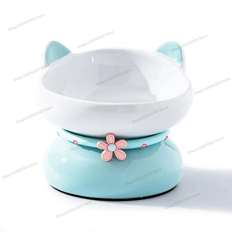 For Ceramic Cat Bowl Slanted Mouth Dog Food Bowl Anti Tipping Bowl