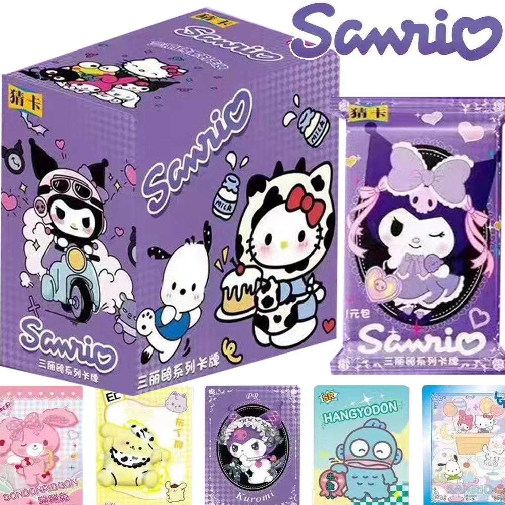 Original Sanrio Trading Card Collection For Kids Hello Kitty Kuromi Cinnamoroll Rare Game Cards Booster Box Toys Christmas Gifts