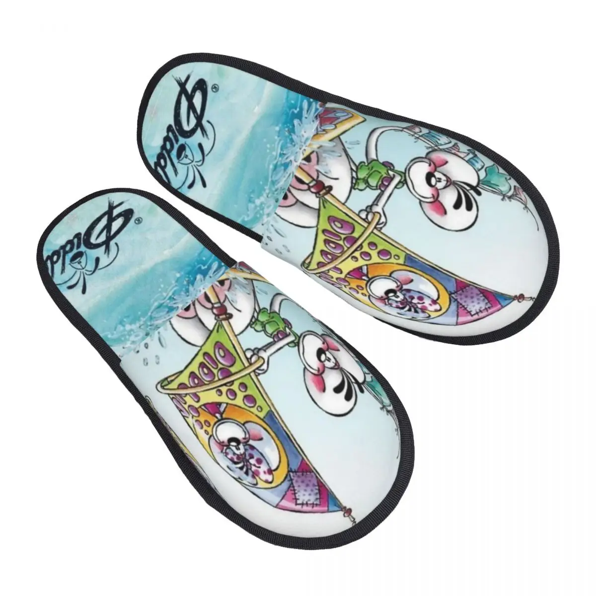 

Winter Furry Slippers Diddl To The Sea Accessories Household Fur Slippers Slides Indoor Soft Non-skid Slides