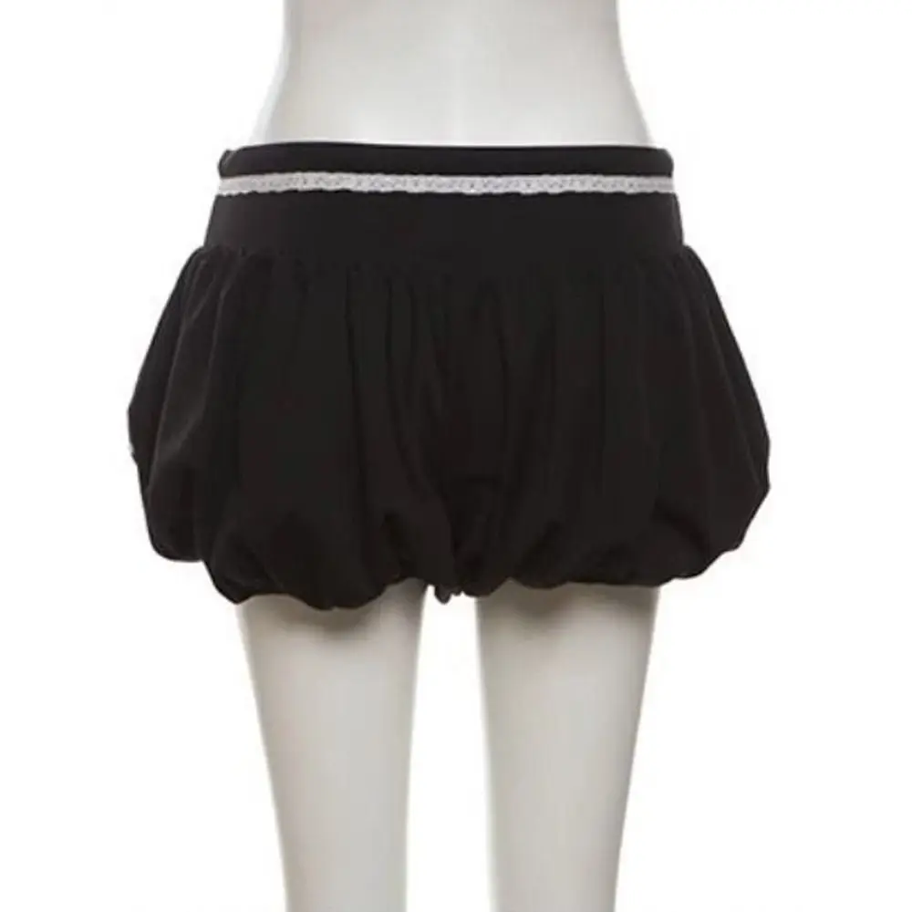 Pantaloncini a vita alta con sbuffo stile americano fresco Pantaloni corti con coulisse a righe casual Pantaloni sportivi larghi Pantaloncini a gamba larga Donna Estate