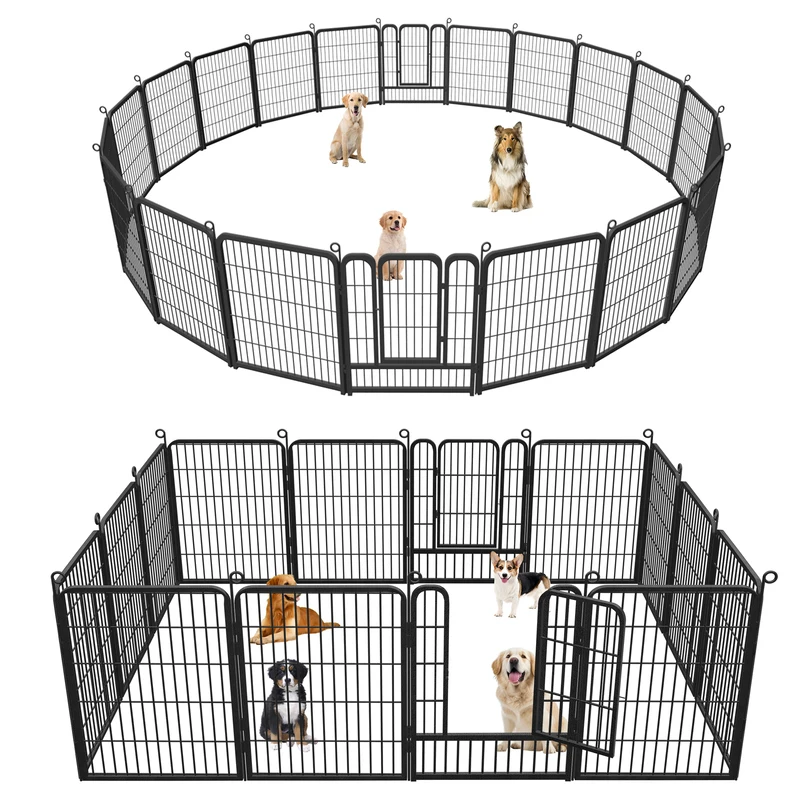 

Dog Playpen Outdoor Portable 32 inch Dog Fence for RV Camping Heavy Duty Metal 14 Panels Dog Pen for Large/Medium/Small Dogs