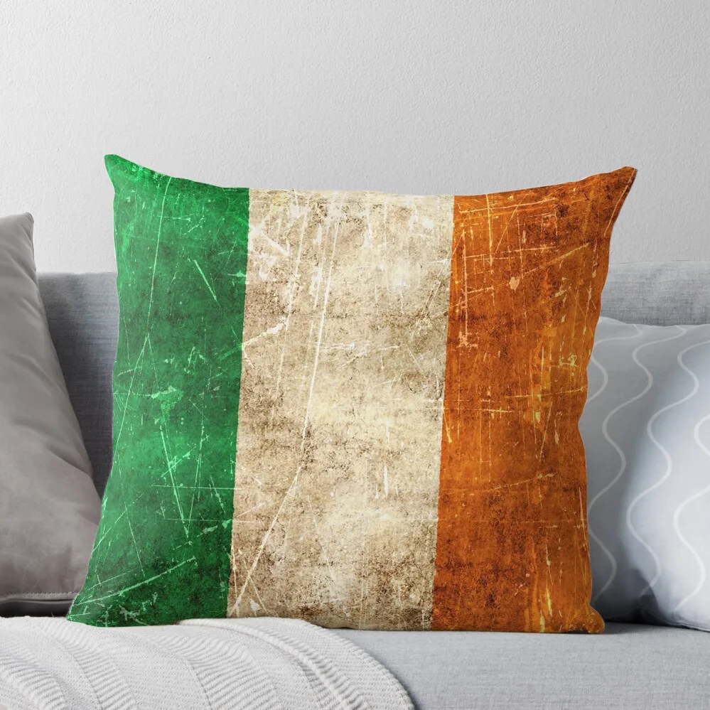 

Vintage Aged and Scratched Irish Flag Throw Pillow Decorative pillowcase bed pillows Cushion Cover For Sofa