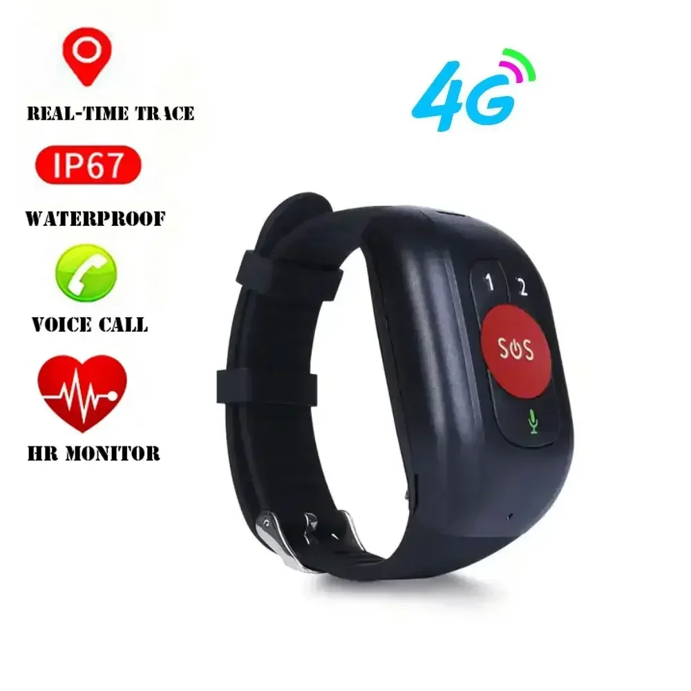 4G Elderly alarm GPS Watch 2G Tracking Bracelet Health monitor SOS IP67 Waterproof  Locator Fall Alert Tracker for Old People