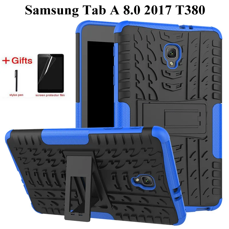 Heavy Duty 2 in1 Hybrid Anti-knock Rugged Durable Shockproof Case For Samsung Galaxy Tab A 8.0 2017 T380 T385 Case +Film+pen