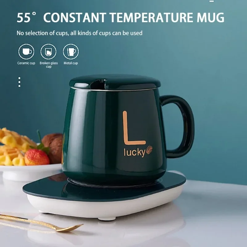 55 ° USBConstant Temperature Heating 400ml Coffee Cup Set Gift Box Intelligent Constant Temperature Coaster Ceramic Mug Warm Cup