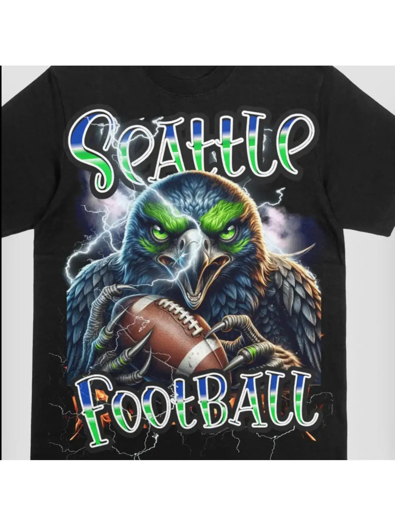 Seattle Football Team Spirit Png Logo Clip Art-Iconic Mascot Badge with Logo Print Casual Round Neck Four Seasons Men's Christian Theme Shirts Rock T-Shirts Men's Clothing Clearance Sale
