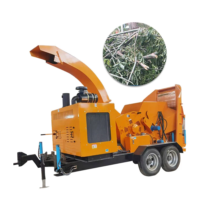 Wood Chipper Wood Shredder Wood Crusher 10 Inch Diesel Driven Heavy Duty Mobile Towable Forestry Machinery Tree Mulch Cutter
