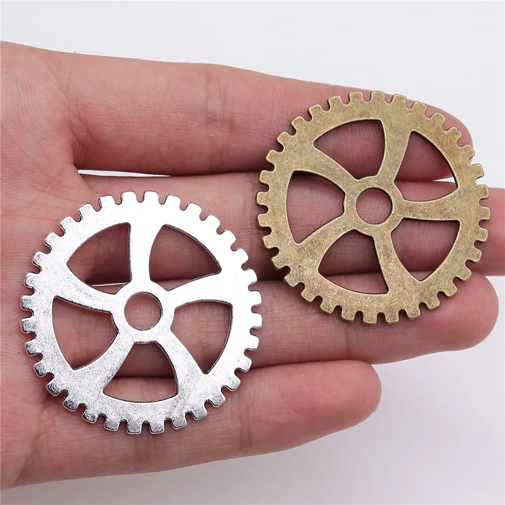 WYSIWYG 3 sztuk duży biegów Steampunk wisiorek Charms tworzenia biżuterii biżuteria znalezienie antyczne srebro kolor antyczny brąz kolor 40mm