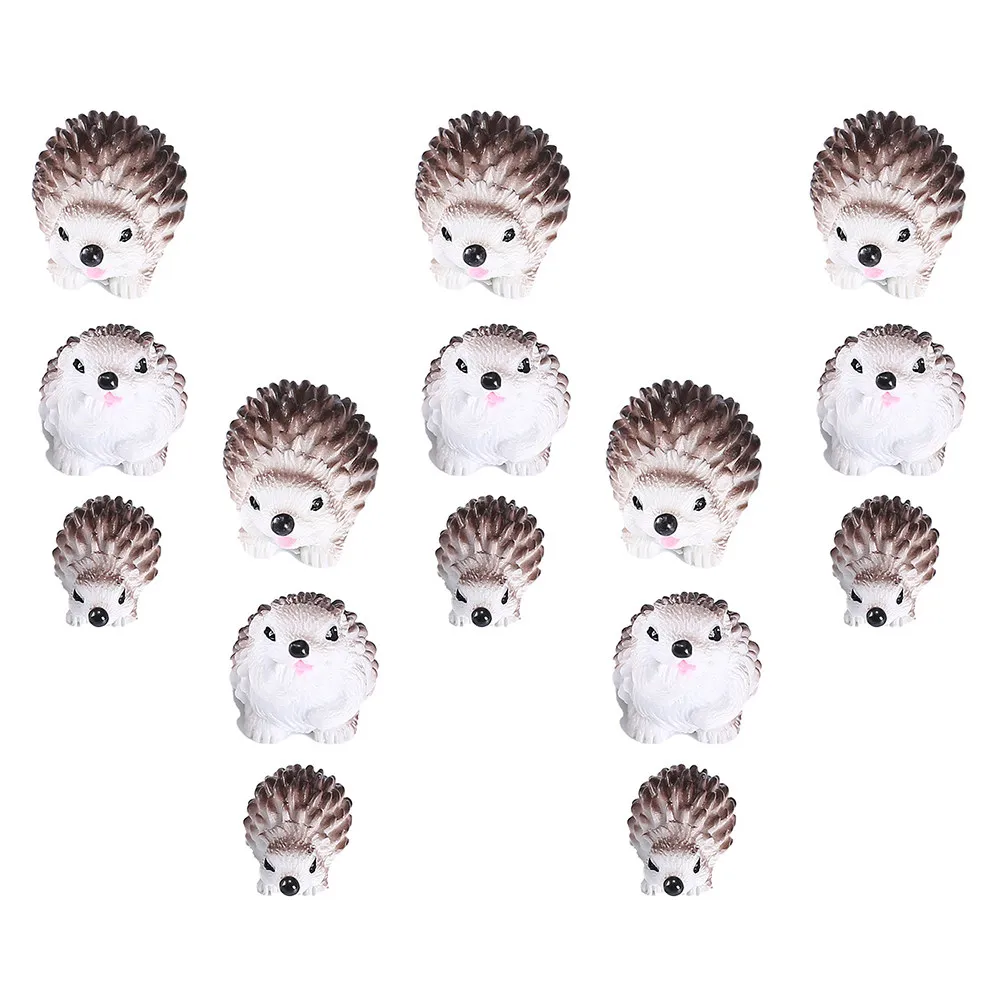 15pcs Resin Hedgehog Ornaments for Micro Landscape, Mini Animal Decor, Flower Pot & DIY Garden Sculptures