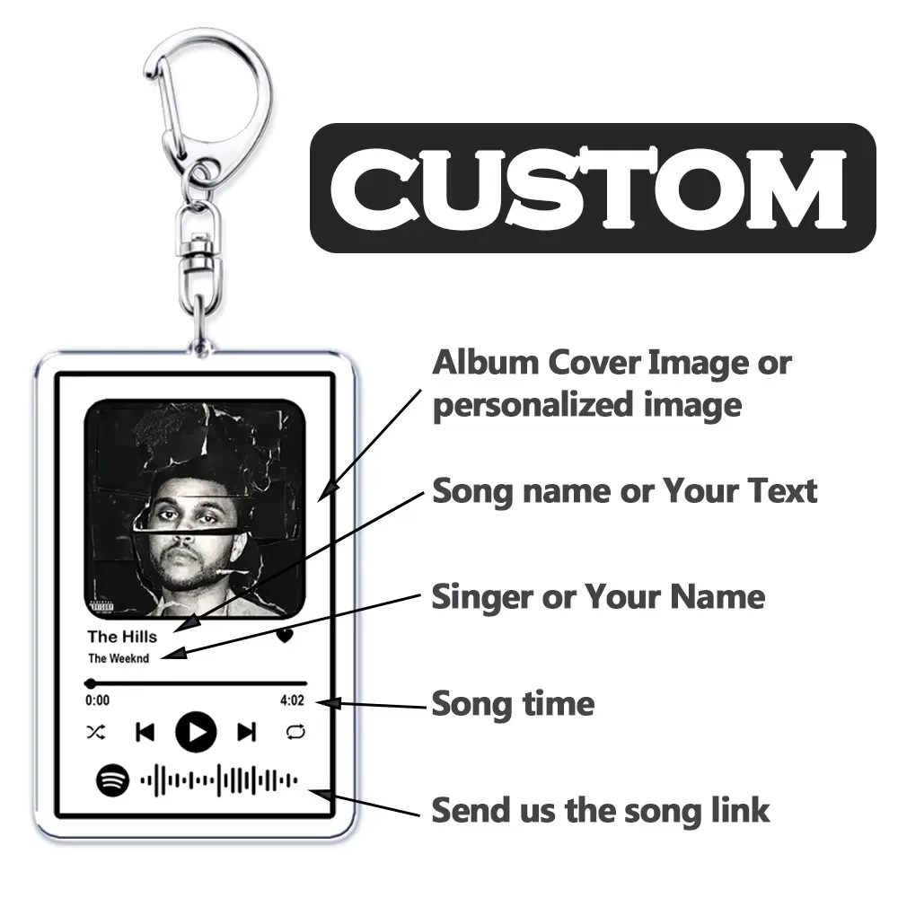 Llavero Musical Personalizado con Canción y Foto de Portada de Álbum, Regalo de San Valentín, Cumpleaños o Boda para Novio o Novia