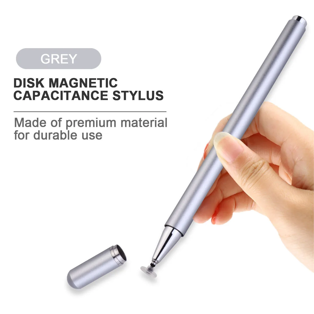 

1Pcs Point Reading Machine Tablet Computer Grey Magnetic Capacitive Stylus Pen Compatible with All Touch Screen Cell Phones