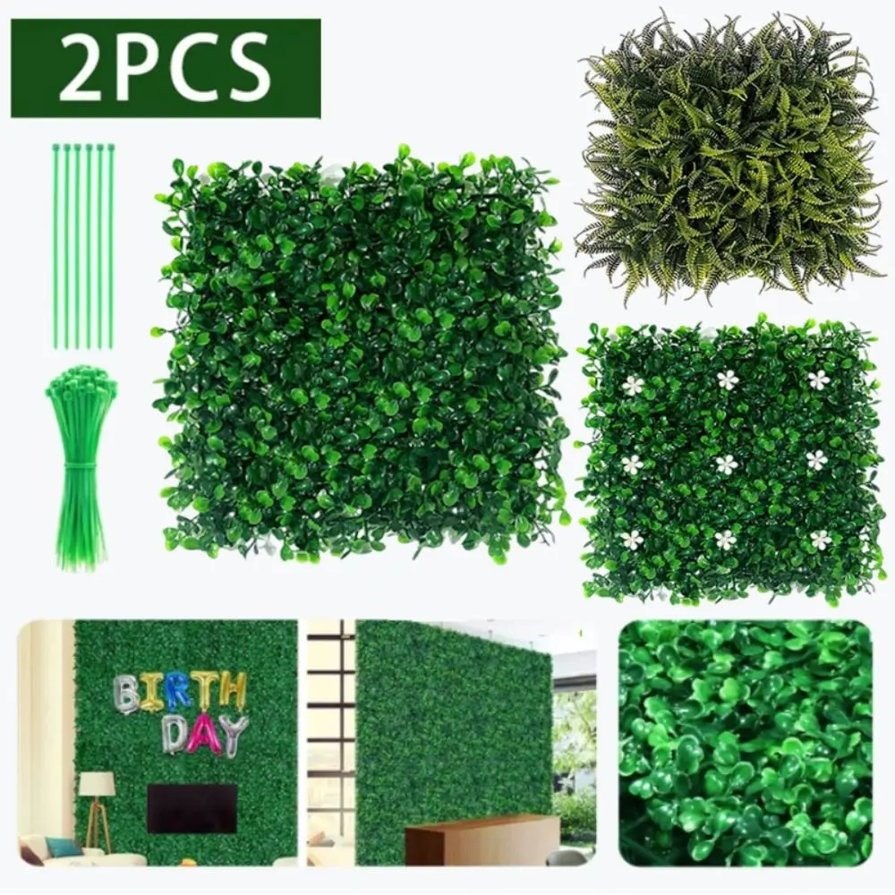 

2Pcs DIY Artificial Plant Wall Panel Eternal Life UV Protection Simulation Flower Plant Sheet Green Lifelike