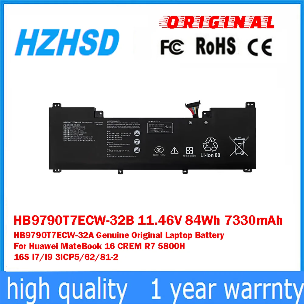 

HB9790T7ECW-32B 11.46V 84Wh 7330mAh HB9790T7ECW-32A Genuine Original Laptop Battery For Huawei MateBook16 CREMR7 5800H 16S I7/I9