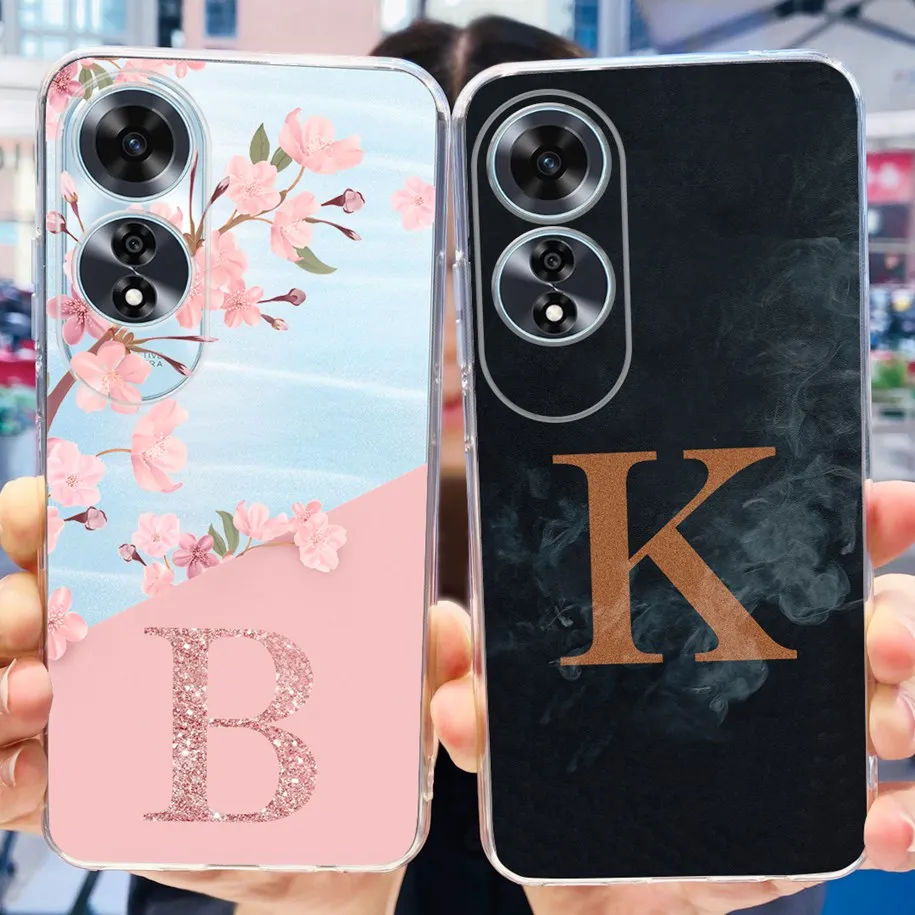 For OPPO A60 2024 Case Fashion Flower Letters Transparent Coque Silicone Soft Phone Cover For OPPOA60 A 60 Fundas CPH2631 Bumper