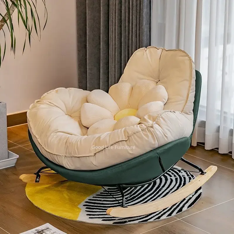 Nordic Style Single Rocking Chair, Lazy Sofa, Balcony, Bedroom, Leisure Can Lie Can Sleep, Luxury Eggshell Penguin