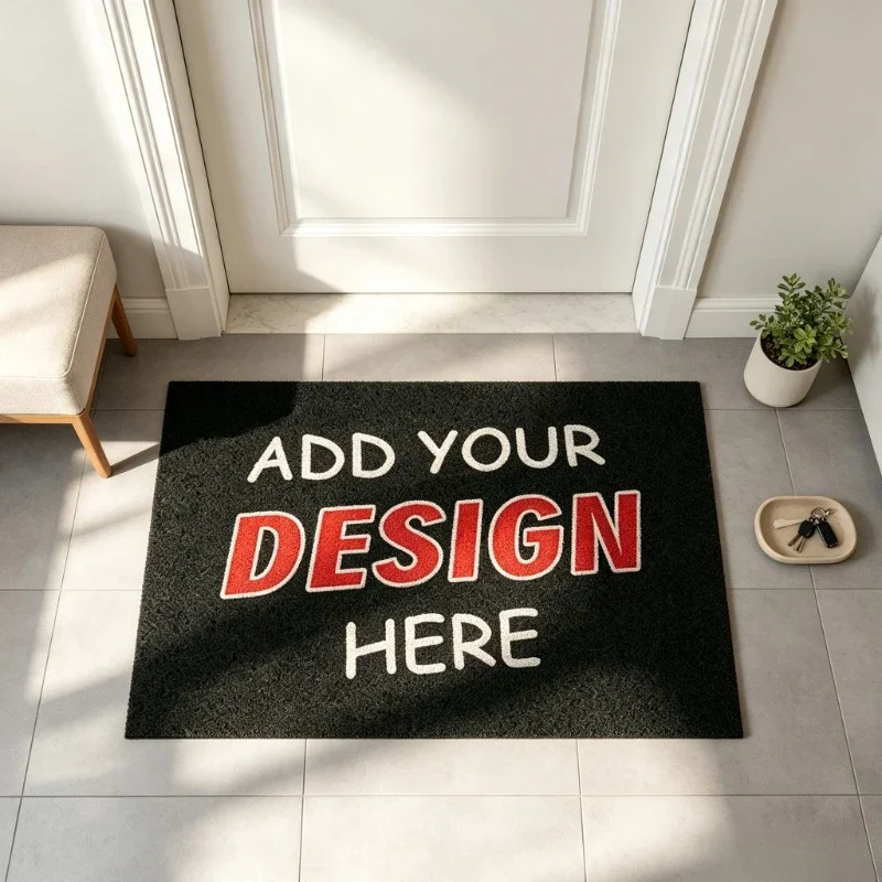 Personalized Custom Doormat Add Your Design Logo Photo Black Wire‑Loop Non Slip Easy Clean Entrance Door Mat Home Decor Gifts