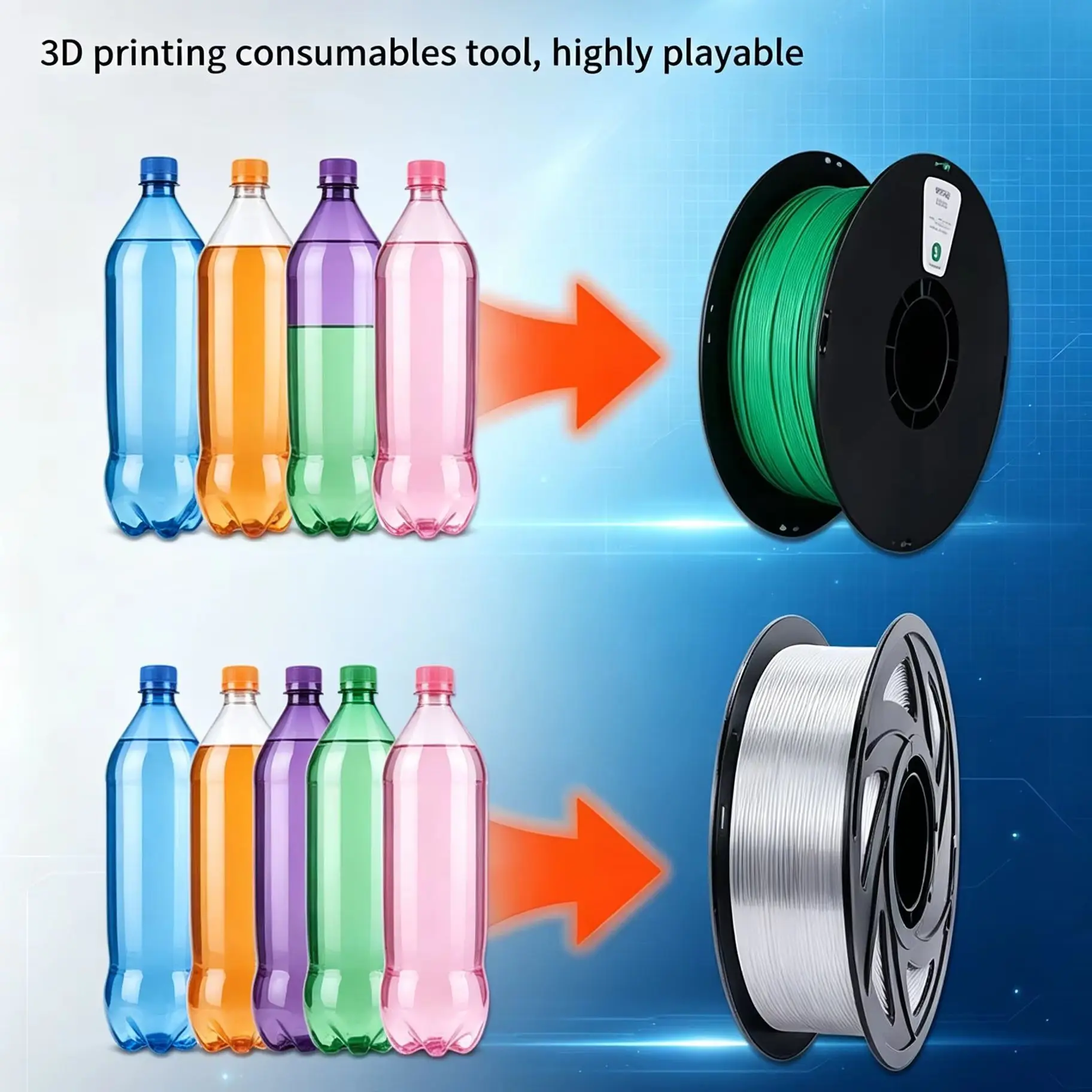 PET to Filament Extruder Desktop 1.8mm Plastic Recycling Machine for 3D Printing Filament Maker DIY Workshop
