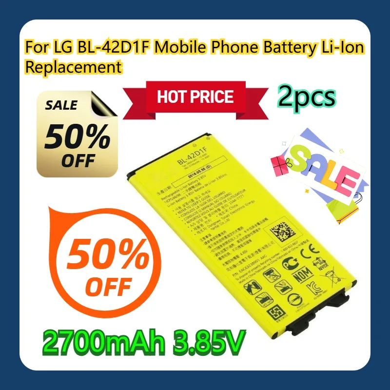 

For LG BL-42D1F Mobile Phone Battery 2700mAh 3.85V Li-Ion Replacement 2pcs