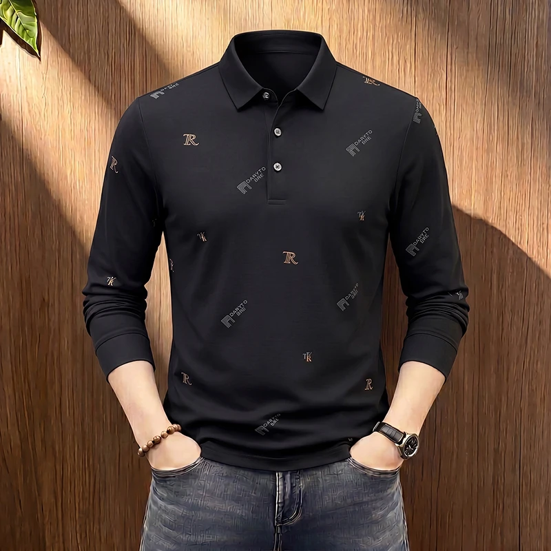 2026 Autumn New Style Korean Men's Long-Sleeved T-Shirt with Collar, Versatile Youth Polo Shirt for All Occasions