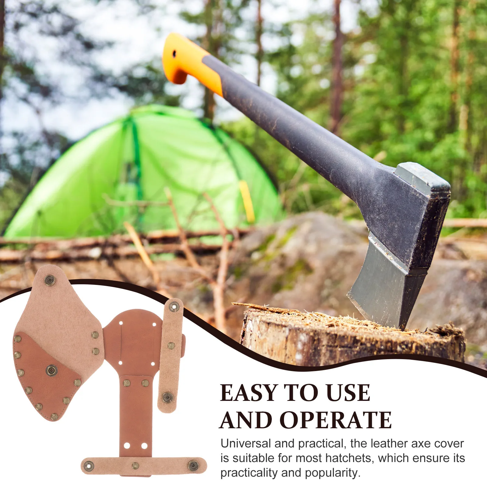 

1pc Hatchet Cover Portable Protective Sleeve Axe Head Protector Case Snap Button Universal Fit Camping Outdoor Tools