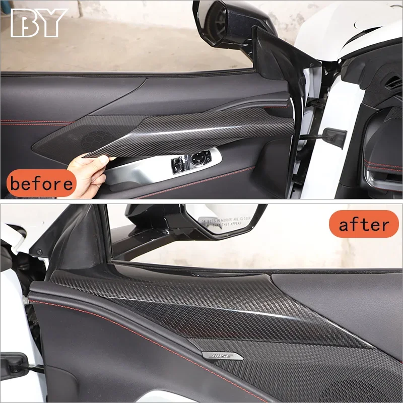 100% Real Carbon Fiber Front Speaker Cover Panel For Corvette C8 Z06 Z51 Stingray Coupe Convertible 2020-2022 Interior Accessory