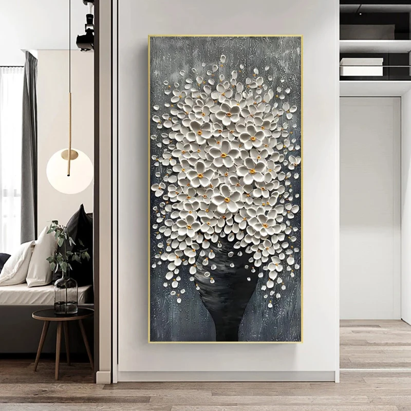 Big Size Abstract Flower in Vase Canvas Painting Wall Art Picture Modern Posters for Living Room Home Decoration One Piece