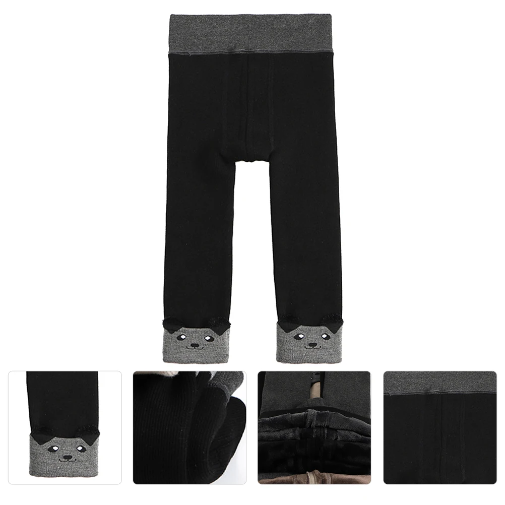 

1 pc Kids Toddler Trousers Adorable Winter Cotton Loose Comfortable Knitted Baby Elastic Waist Cartoon Design Winter Children