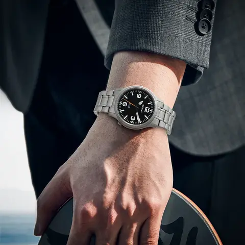 बर्नी फुल टाइटेनियम पुरुष घड़ी सुपर ल्यूमिनस स्पोर्ट्स पायलट क्वार्ट्ज घड़ियाँ हल्की और आरामदायक 5ATM आसानी से पढ़ी जाने वाली कलाई घड़ी 10 best sales एक्वाटिको घड़ियाँ - №10