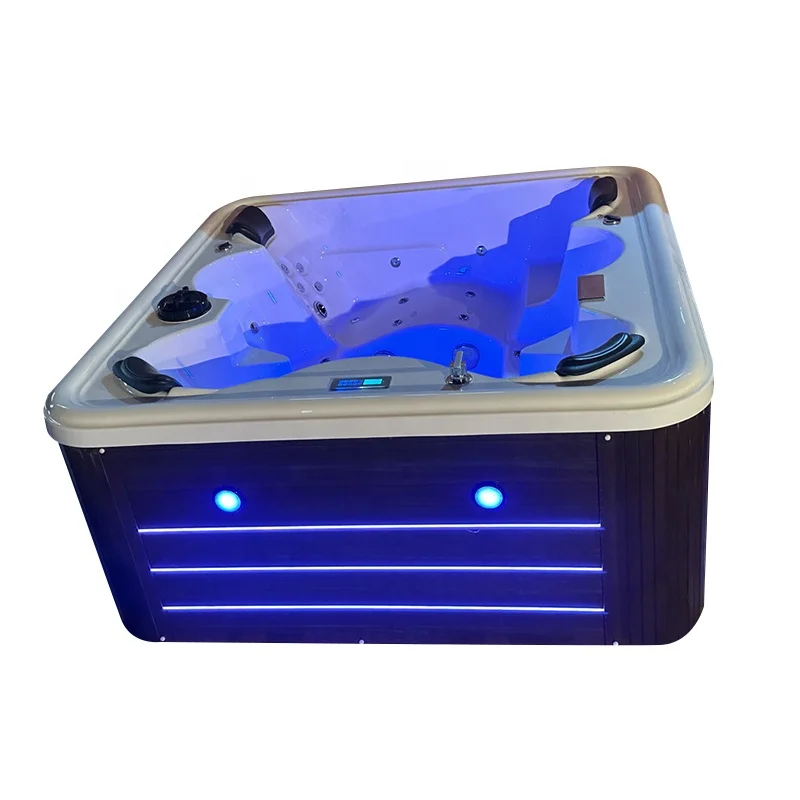 6 Persons Deluxe Freestanding Square Shaped Acrylic Modern Hot Tub Outdoor Swim Spa Party Bathtub TV Combo Massage