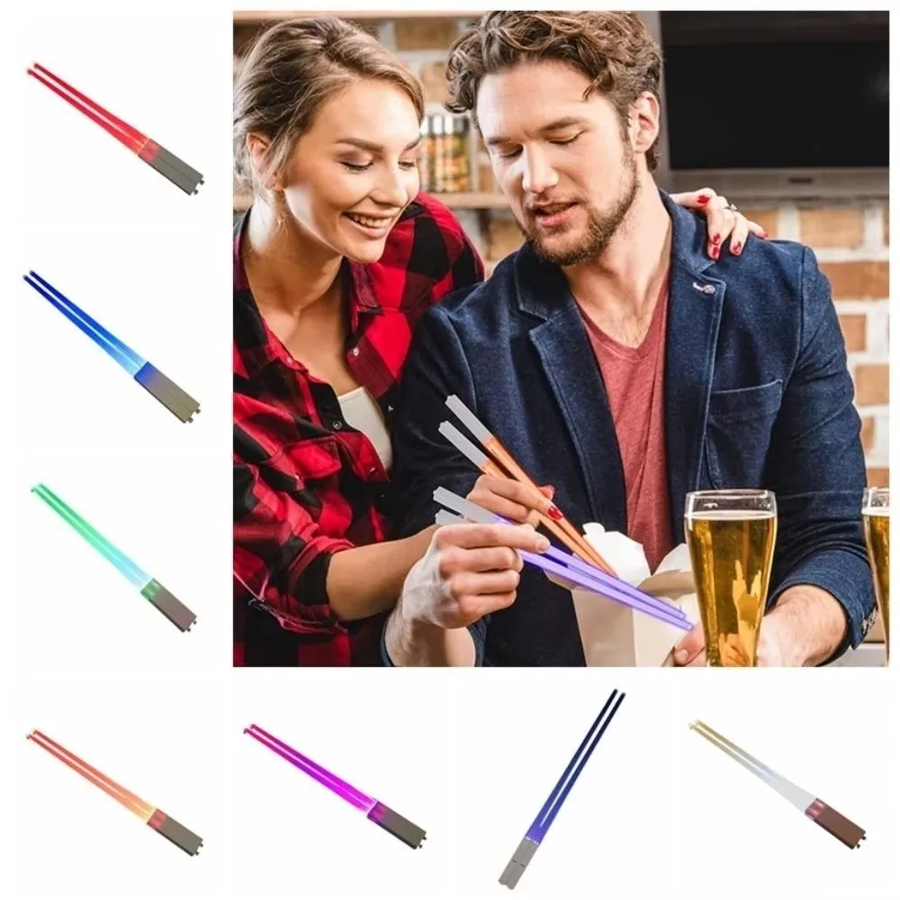 Gifts 1 Pair LED Light Up Chopsticks Flashing Light Reusable Light Sticks Multicolor Fun Glowing Chopsticks Party