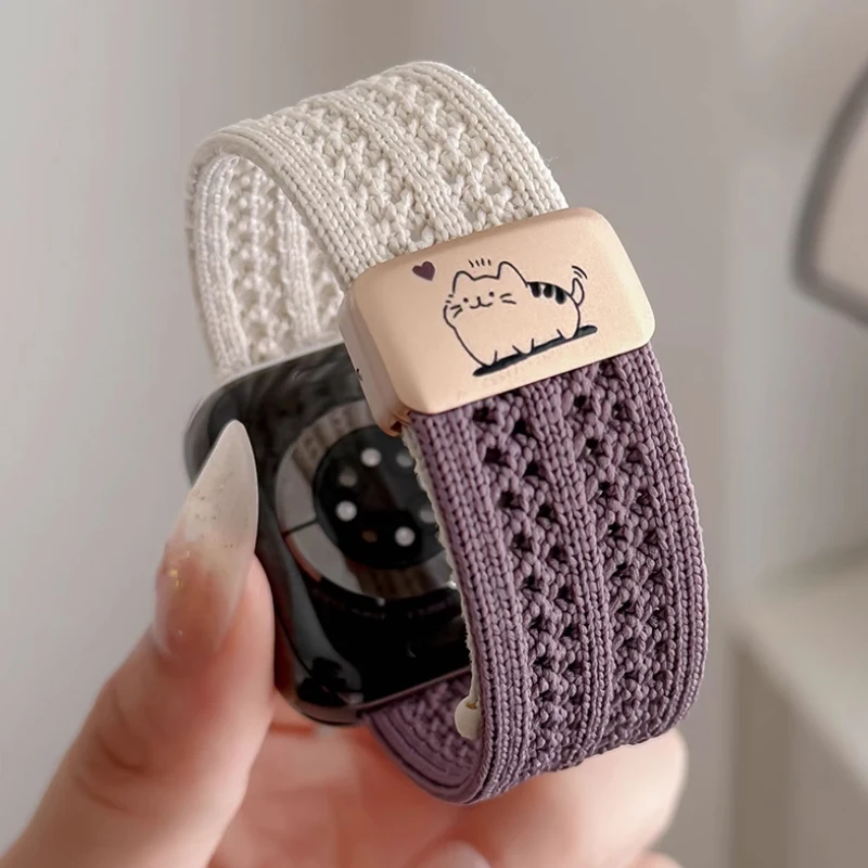 Braided Band For Apple Watch Strap 44mm 40mm 45mm 46mm 49mm 41mm 38 Magnetic Nylon Bracelet iWatch series se 7 6 8 9 10 Ultra 2