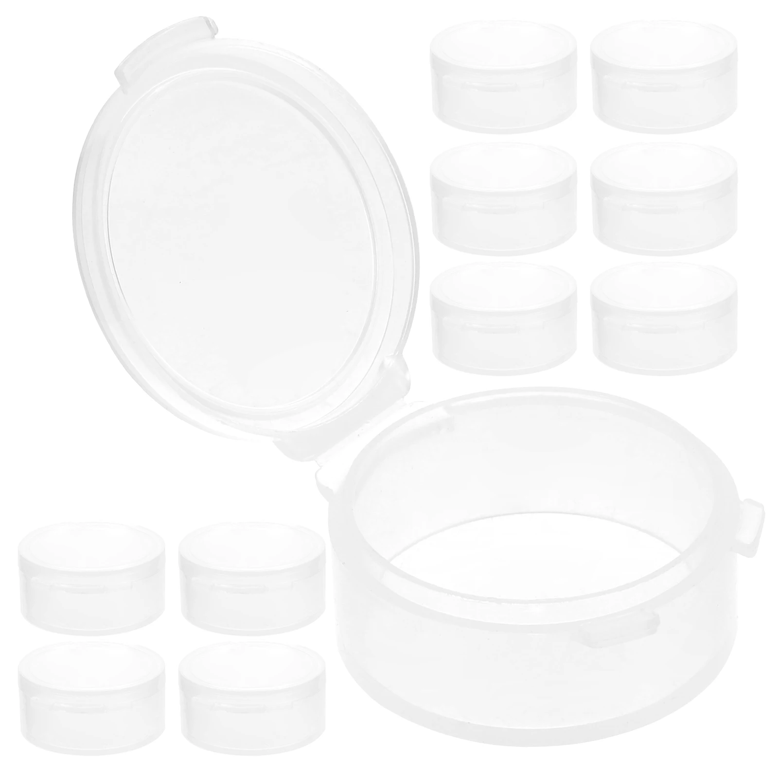 

10 Earplug Storage Boxes Clear Transparent Round Plastic Containers with Cover for Accessories Small Jewelry Candies