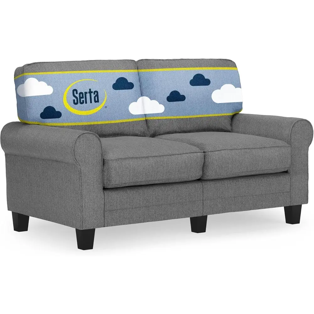 Copenhagen Small Loveseat Soa, 61 Inch Couch with Rolled Arms, ket Coil Seat Cushions, Removable Covers, Easy Care Polyester Uph