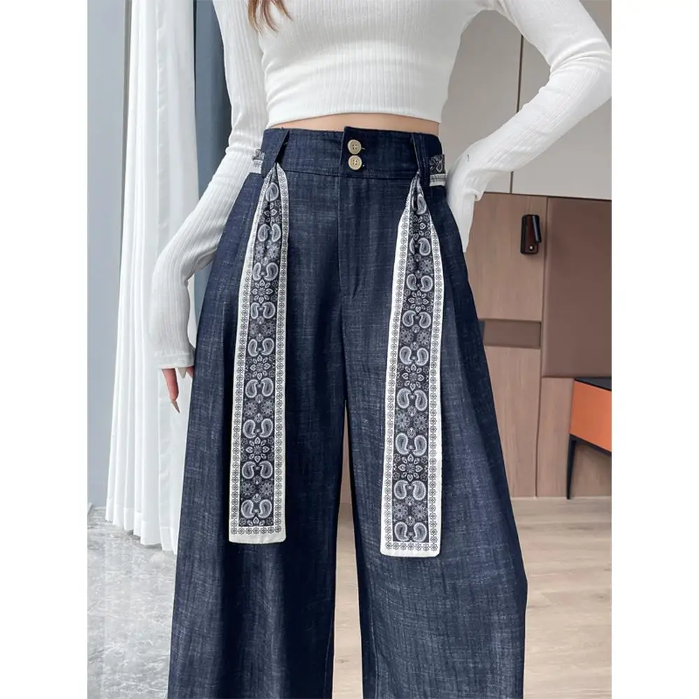 Women Pants Solid Loose Thick Warm Elastic Waist Wide Leg Trousers Female Ladies Sports Autumn Winterwide-leg pants