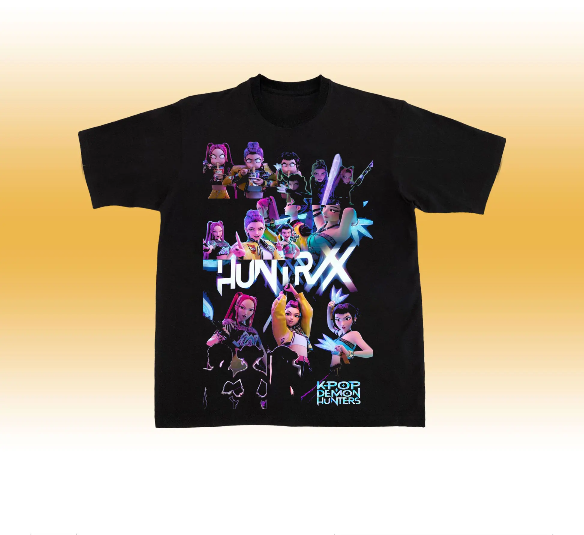 Kpop شيطان الصيادين الأصلي الرجال النساء تي شيرت عادية القطن المتضخم Y2k زوجين للجنسين قصيرة الأكمام الإناث الذكور الملابس تيز #2