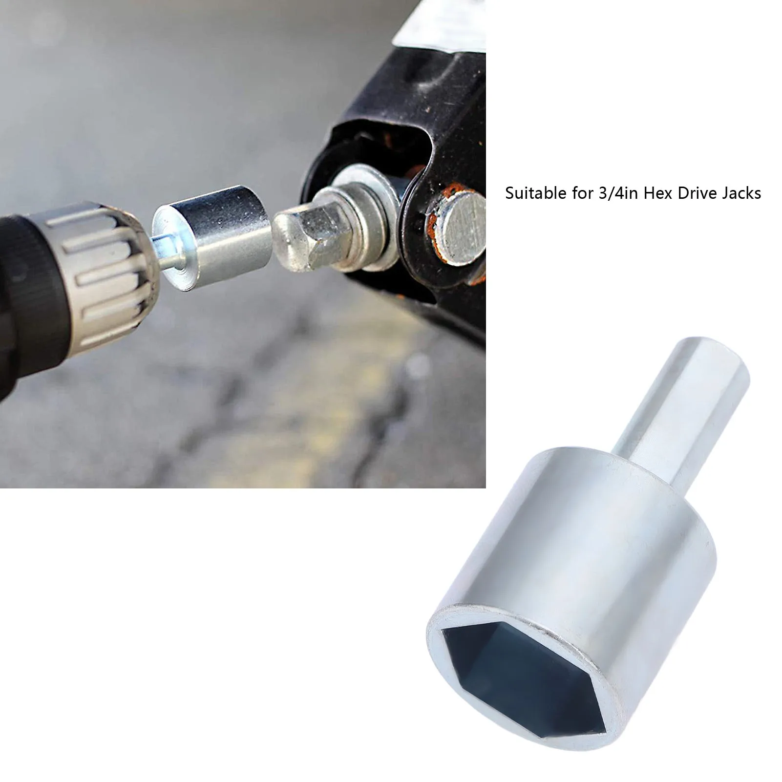 RV Leveling Scissor Jack Socket Drill Adapter Optimal Performance Iron for 3/4in Hex Drive Jacks Iron RV Jack Drill Attachment