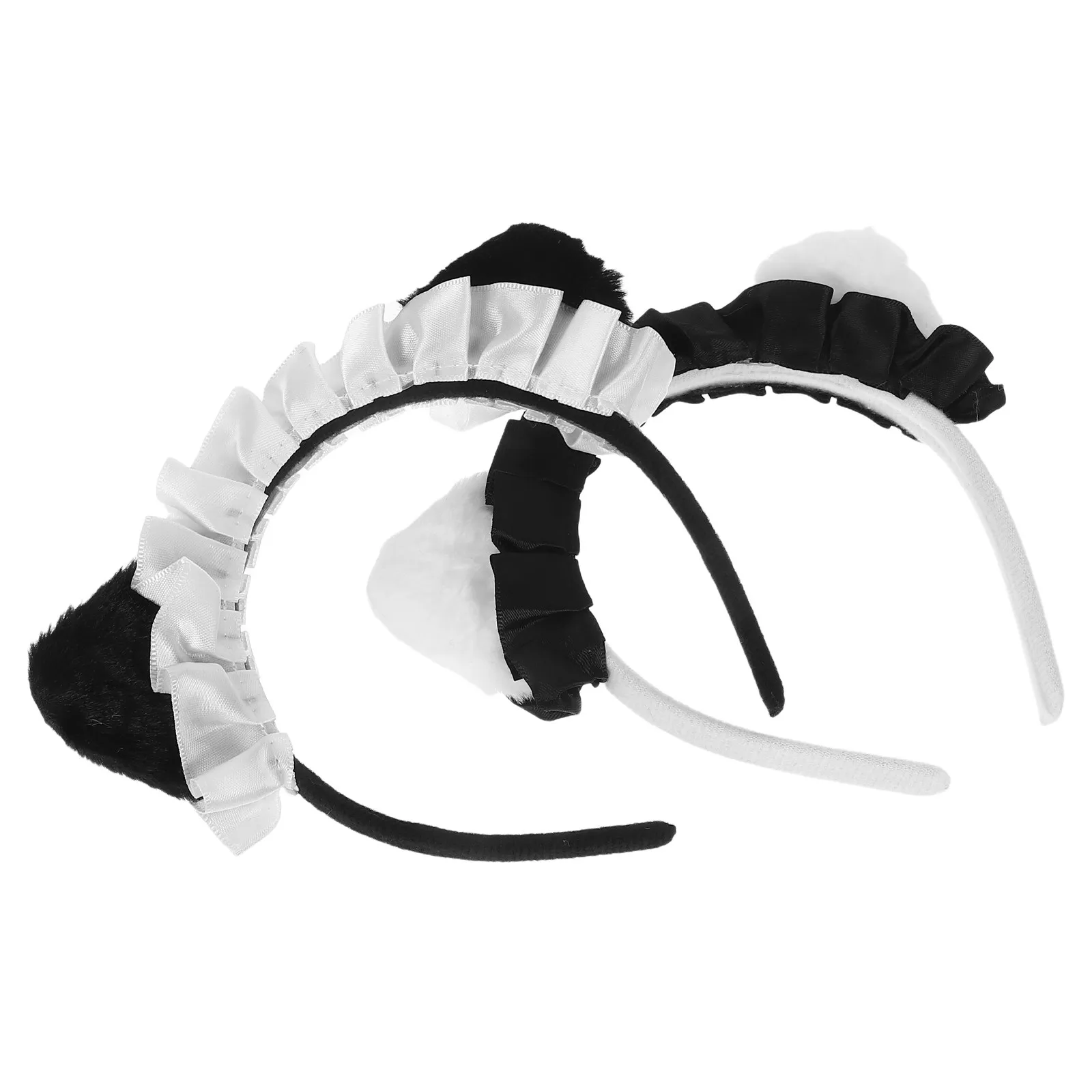 2Pcs Cat Ears Maid Headband Cute Reversible Cat Ear Hairband for Cosplay Parties Daily Use Hair Accessories