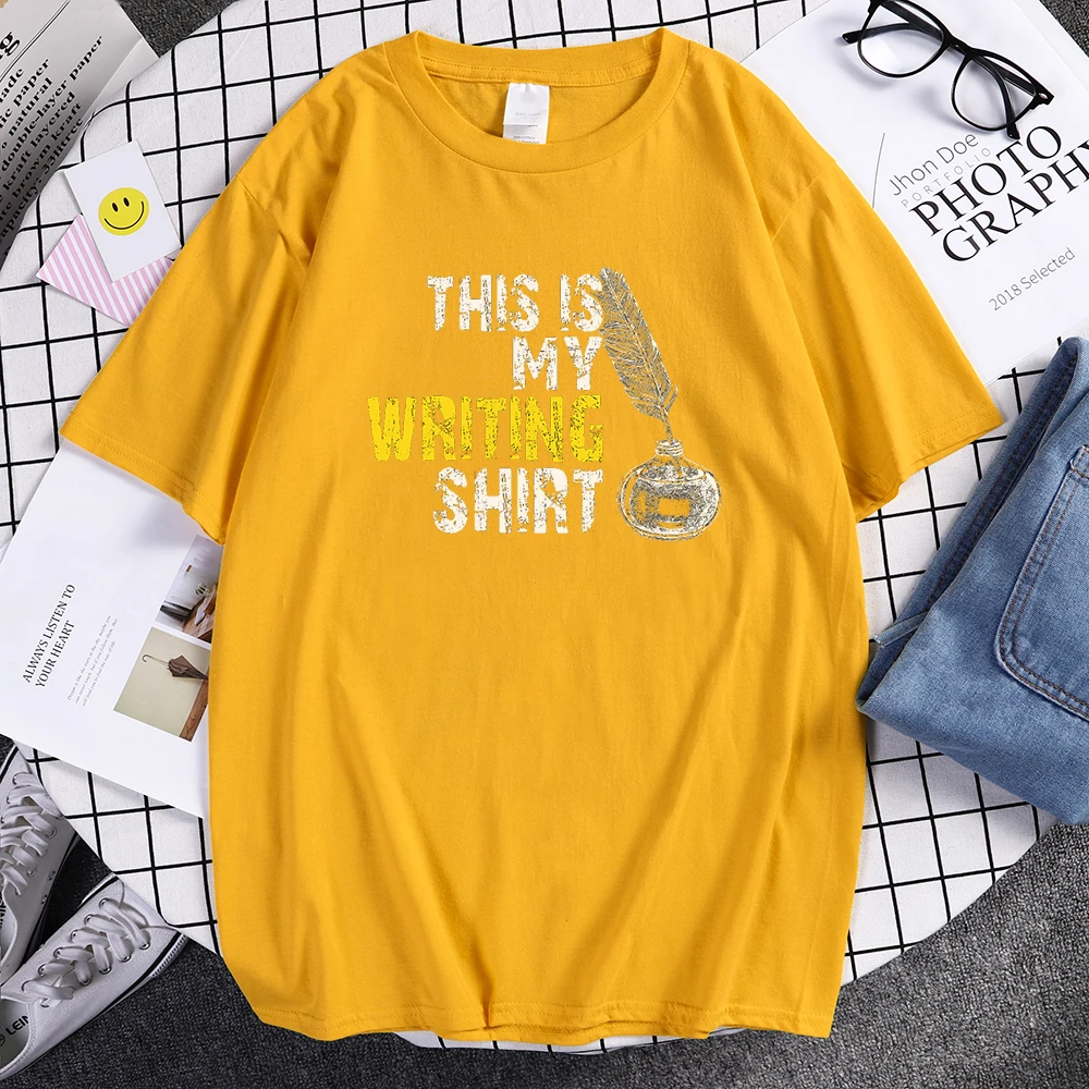 Simple Letter This Is My Writing Print Man'S T Shirts Summer Breathable T-Shirts Loose Crewneck Tops Fashion Loose T-Shirt Men