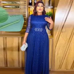 African Lace Chiffon Dresses For Women Plus Size Ankara Dashiki Maxi Robe Dubai Turkey Sequin Abaya 2023 Wedding Party Dress