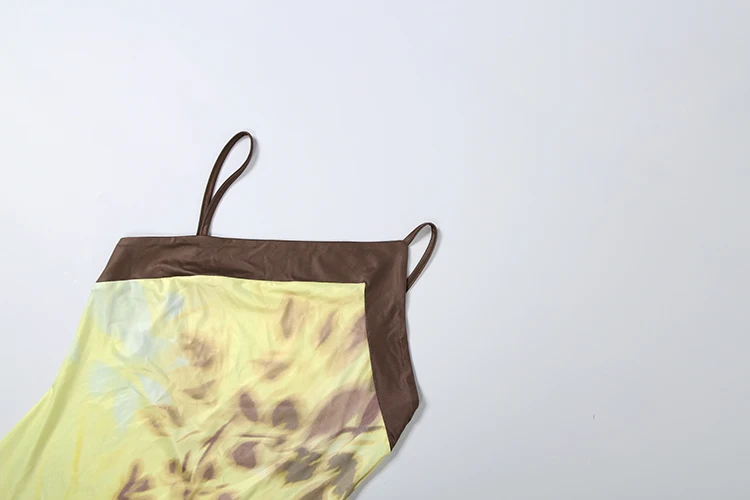 Nibber Sling-Kleid mit unregelmäßigem Saum und Pflaumenblüten-Print für Damen, Sommertrend, schräger Kragen, rückenfrei, Streetwear, eleganter Stil, lang, figurbetont – Detail 6