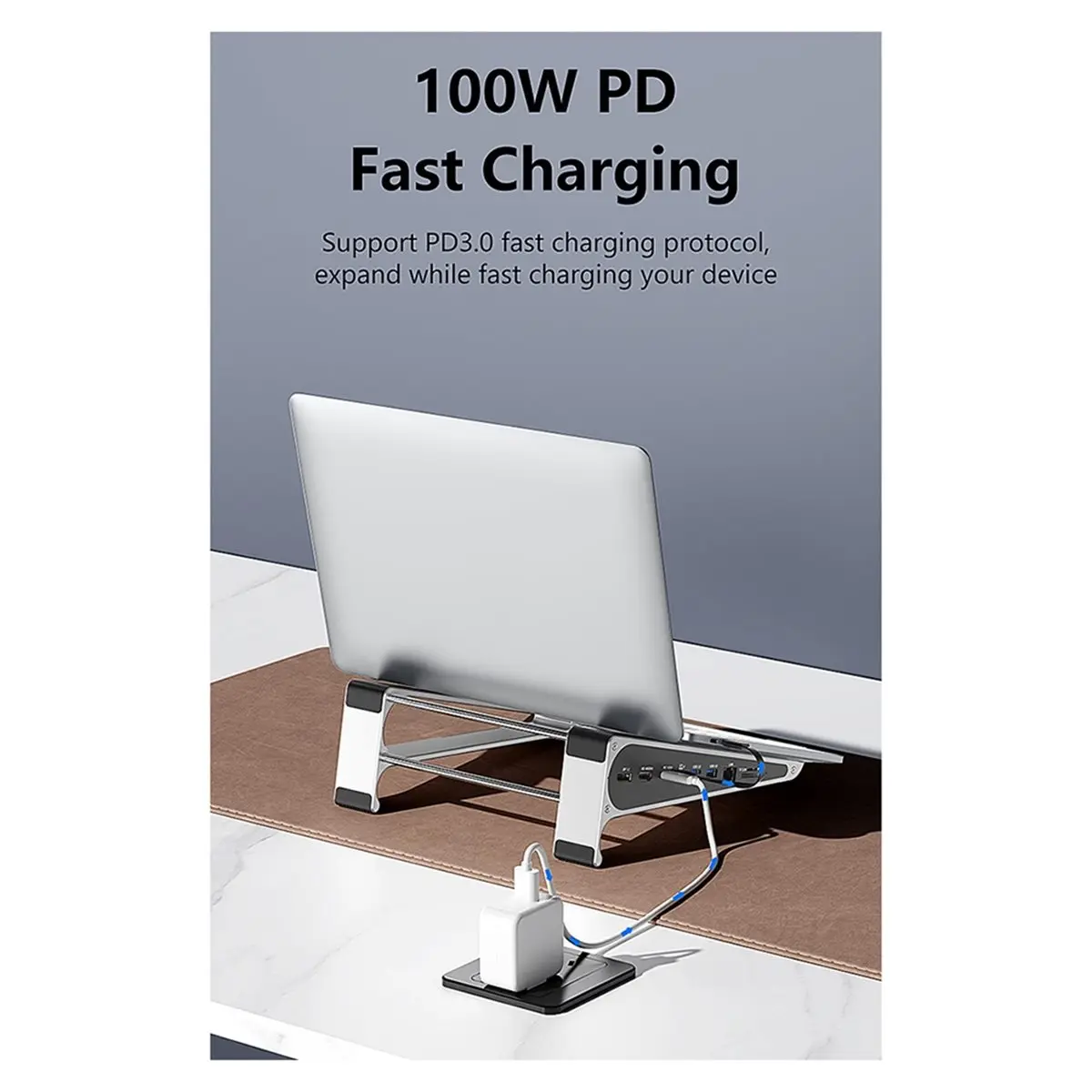 [VALUE PACK]8 Port Laptop Hub Adapter Aluminum Stand Type C Network Card with USB C MST HDTV DP 4K 60Hz Hub Docking Station