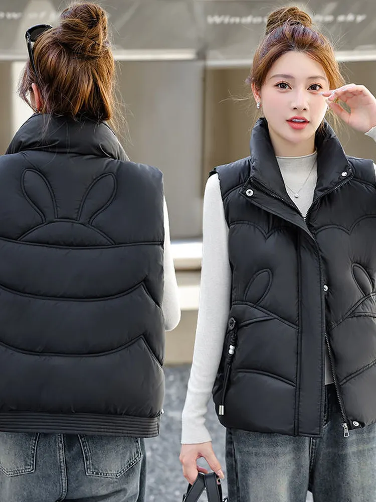 

Women's Short Loose Cotton Vest Stand Collar Casual Fashion Autumn Winter New Style Large Size Comfortable Shoulder Coat