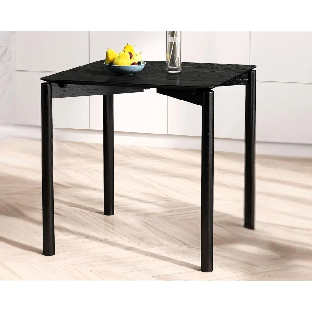 Compact Black Square Dining Table for 2-4 People, Ideal for Small Spaces